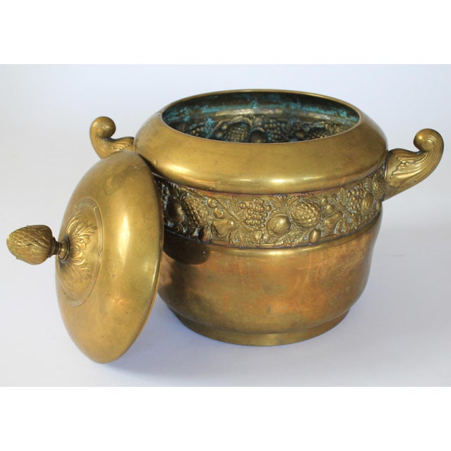 Antique brass Jugendstil wine bowl, likely crafted in Germany or Austria around the turn of the 20th century. Jugendstil,...