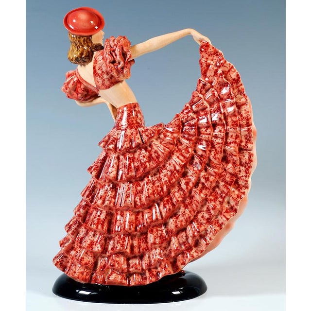 Art Deco Colette Ruffle Dance Figurine by Stephan Dakon for Goldscheider, 1939 For Sale - Image 3 of 6