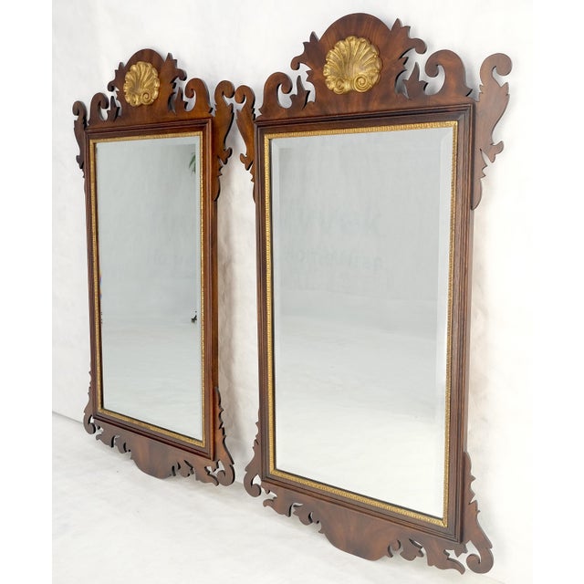Pair Flame Mahogany Virginia Galleries Hankel Harris Beveled Wall Mirrors MINT! For Sale - Image 9 of 13