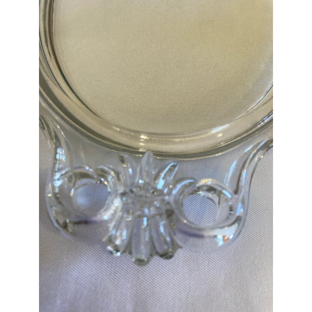 Glass Vintage Clear Fluted Glass Creamer and Sugar Bowl Set With Matching Serving Tray For Sale - Image 7 of 7
