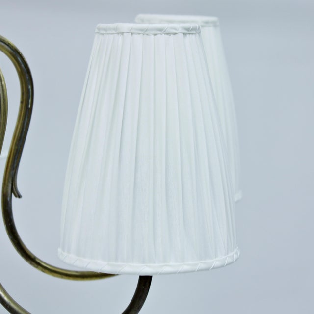 Gold Swedish Modern Brass 6-Light Chandelier, 1930s-1940s For Sale - Image 8 of 11
