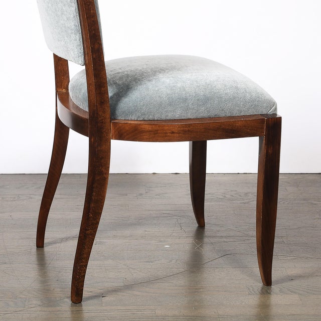 Set of Eight Art Deco Sculptural Walnut Dining Chairs in Plush Mohair Upholstery For Sale - Image 11 of 18