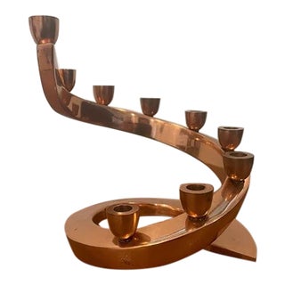 1960s Israeli Copper Hanukkah Menorah For Sale
