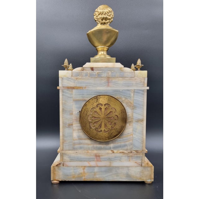 19th Century Onyx and Bronze Clock with William Shakespeare For Sale - Image 10 of 14