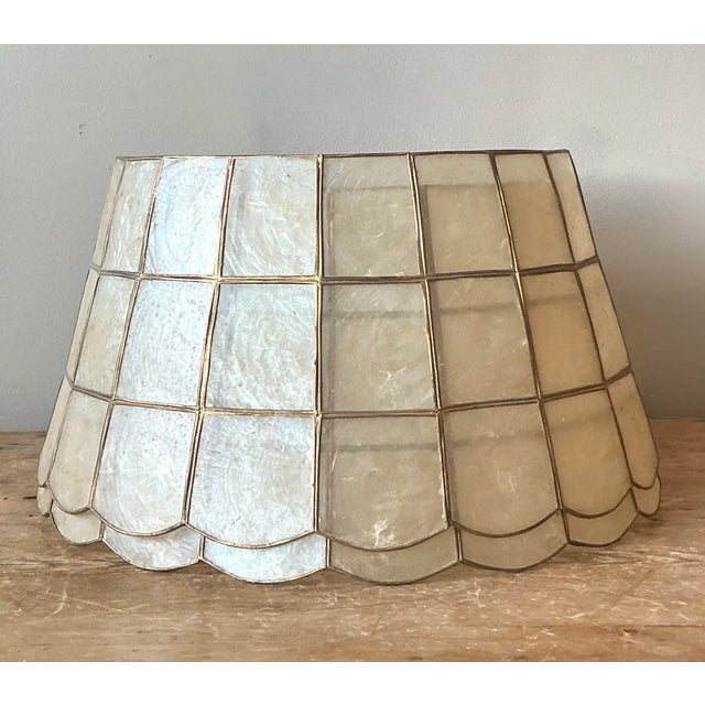 Late 20th Century Vintage Boho Capiz Shell Lampshades - A Pair For Sale - Image 5 of 7