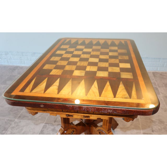 Victorian Flip-Top Game Table: Inlaid Chess & Backgammon, C. 1870-1890 For Sale - Image 12 of 18