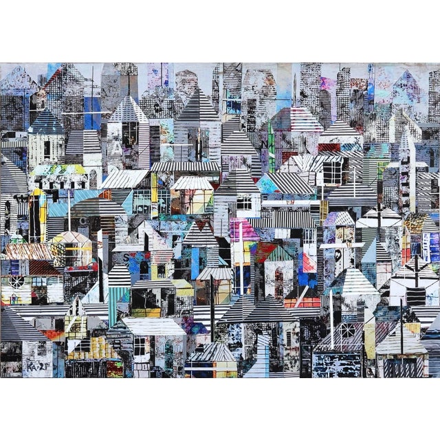 "Sublime 2153" Contemporary Abstract Cityscape Mixed-Media Painting by TaeHo Kang For Sale