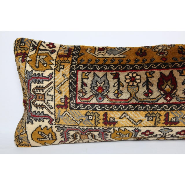 Textile Vintage Turkish Handknotted Rug Lumbar Pillow Cover -16'' X 40'' For Sale - Image 7 of 11