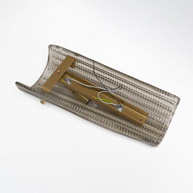 Murano Glass Wall Sconces Smoke Glass and Brass, Italy, 2000, Set of 2 For Sale - Image 9 of 10