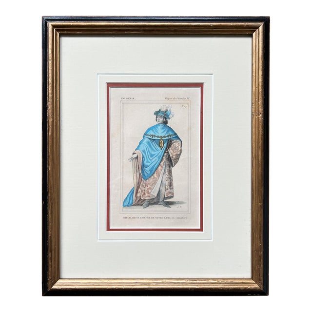 Antique French Hand-Colored Lithograph “Chevalier De Notre-Dame Du Chardon For Sale
