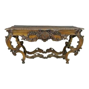 19th Century Italian Baroque Carved Walnut Center Table in the French Louis XV Taste