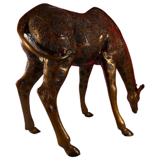 Realism Vintage Bronze Giraffe Sculpture For Sale - Image 3 of 15