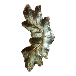 Mid Century Modern Decorative Dish Hedi Schoop Gold Leaves Hollywood Regency Tray Sculptural Art For Sale
