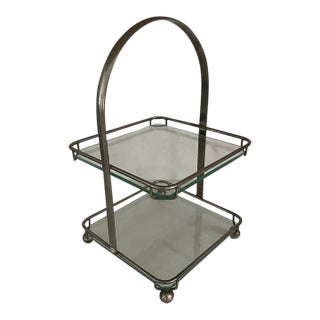 Art Deco Glass and Chrome Pastries Server For Sale