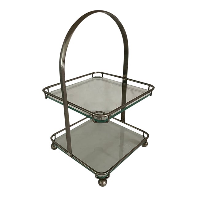 Art Deco Glass and Chrome Pastries Server For Sale
