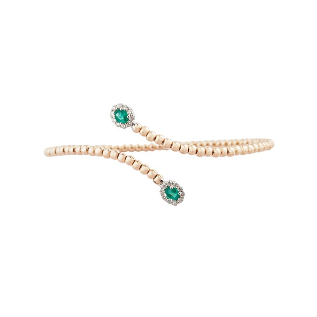 Natural emerald 0.31cts & diamond 0.22 bracelet in 18k gold For Sale - Image 17 of 18