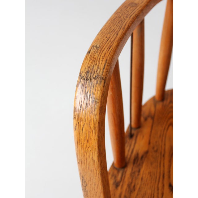 Farmhouse Vintage Oak Captain's Chair For Sale - Image 3 of 17