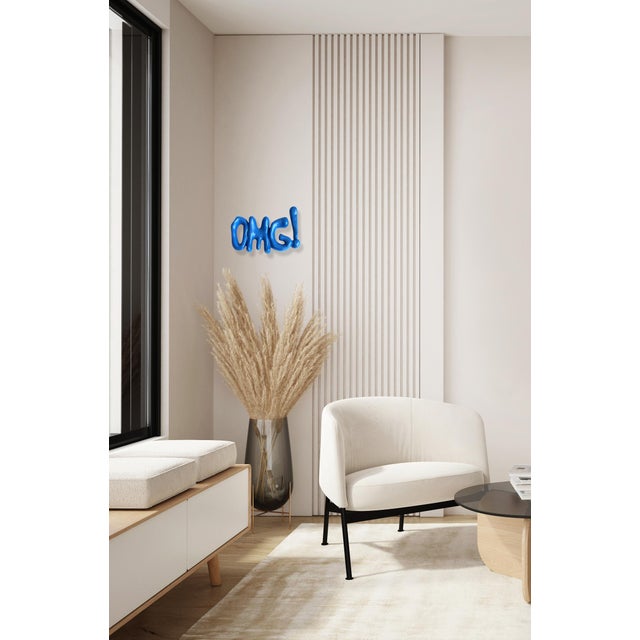 Blue Omg 3 - Contemporary Resin Text Wall Sculpture by Nayla Saroufim For Sale - Image 8 of 9