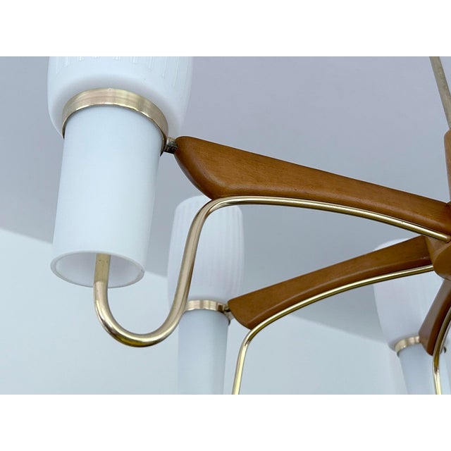 Large Pendant Light in Glass and Teak from Temde, 1960s For Sale - Image 15 of 18