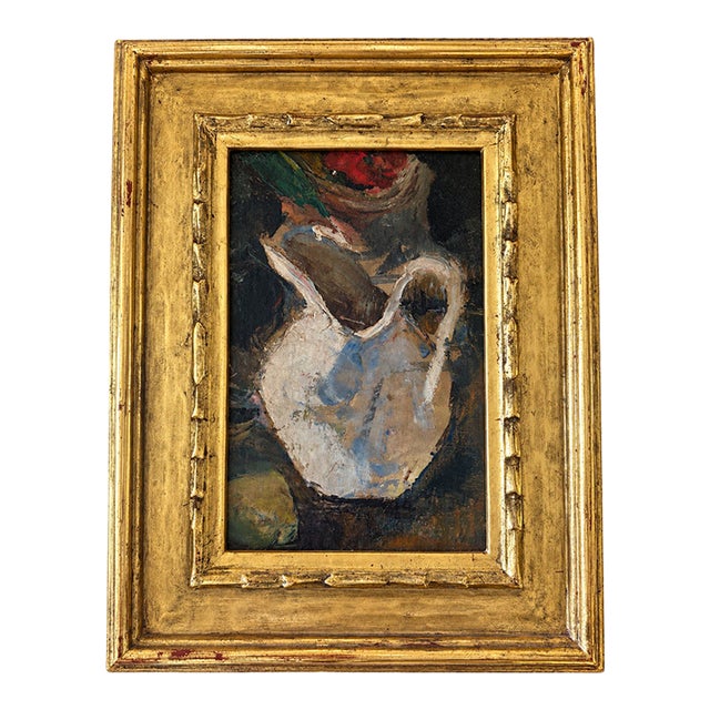1950s Expressionism Original Oil Still Life of Pitcher - Signed For Sale