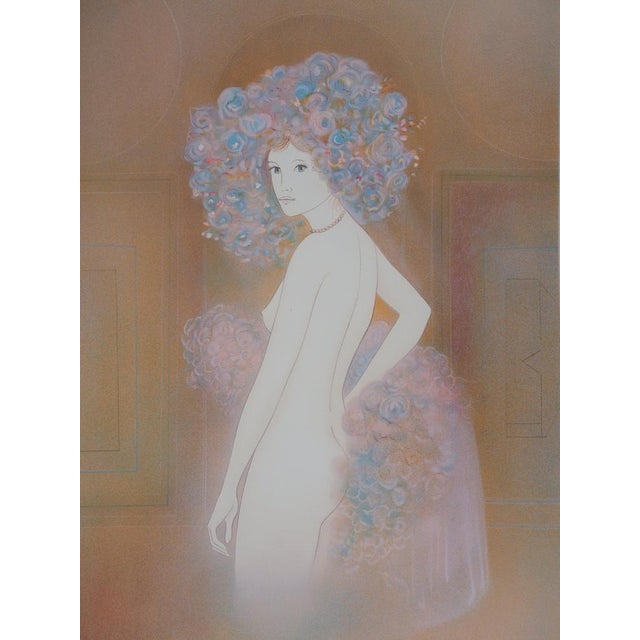Modern Guy Ribes, Jeune fille en fleurs, Nude, Lithograph For Sale - Image 3 of 8