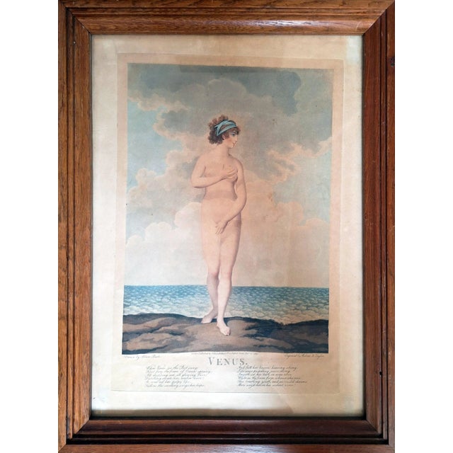 This exquisite 18th-century colored copper engraving, titled Venus, showcases the goddess as she emerges from the sea,...