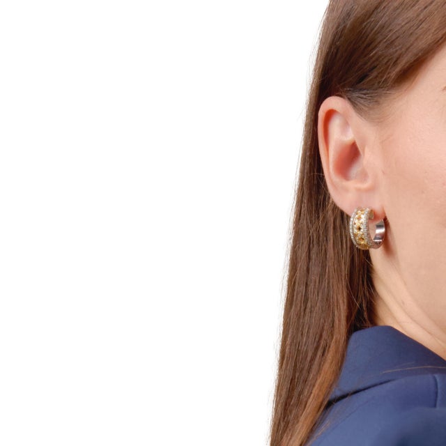 Contemporary Diamond 18k Gold Hoop Earrings, A Pair For Sale - Image 4 of 7