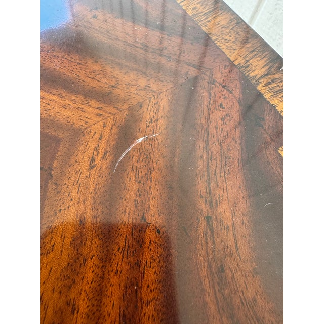 Fine Maitland Smith Flame Grain Mahogany Chinoiserie Federal Console Foyer Hall Table For Sale - Image 12 of 12