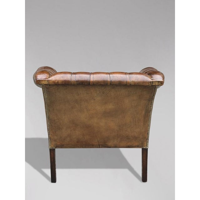 Brown Leather Club Armchair, 1880s For Sale - Image 3 of 11