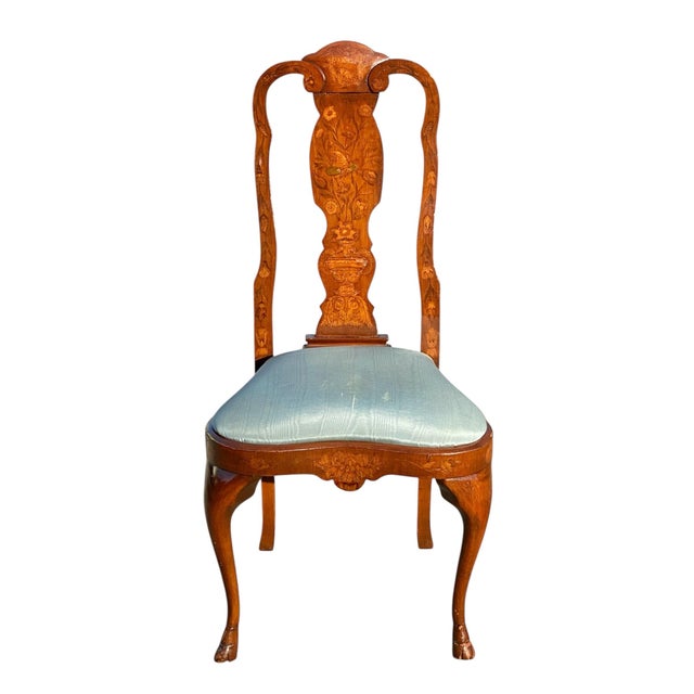 Bay Colony Antiques is delighted to offer for sale this elegant mid 20th century antique marquetry desk chair by...