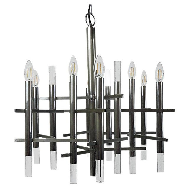 Chrome and Acrylic Glass Chandelier by Sciolari, 1970s For Sale - Image 14 of 14