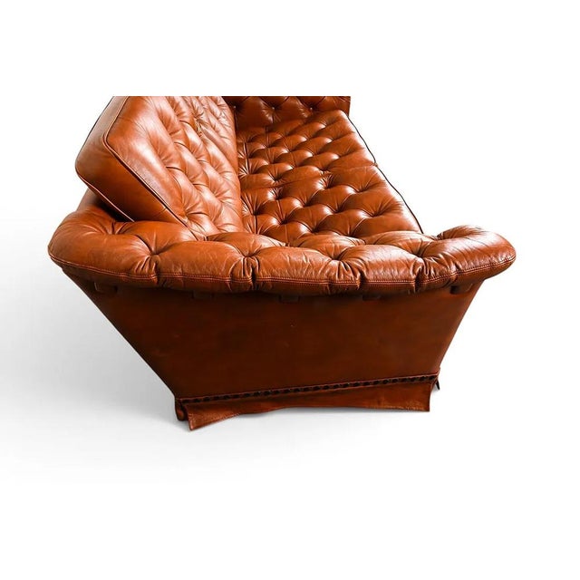 Animal Skin Danish Chesterfield Leather Loveseat Sofa For Sale - Image 7 of 10