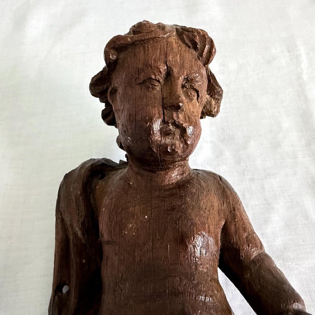 Baroque Antique Baroque Carved Wooden Cherub or Angel For Sale - Image 3 of 11