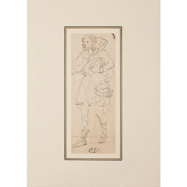 Theatrical Costum is an original monogramm drawing in pencil, realized by Russian scenographer Eugène Berman, hand-signed....