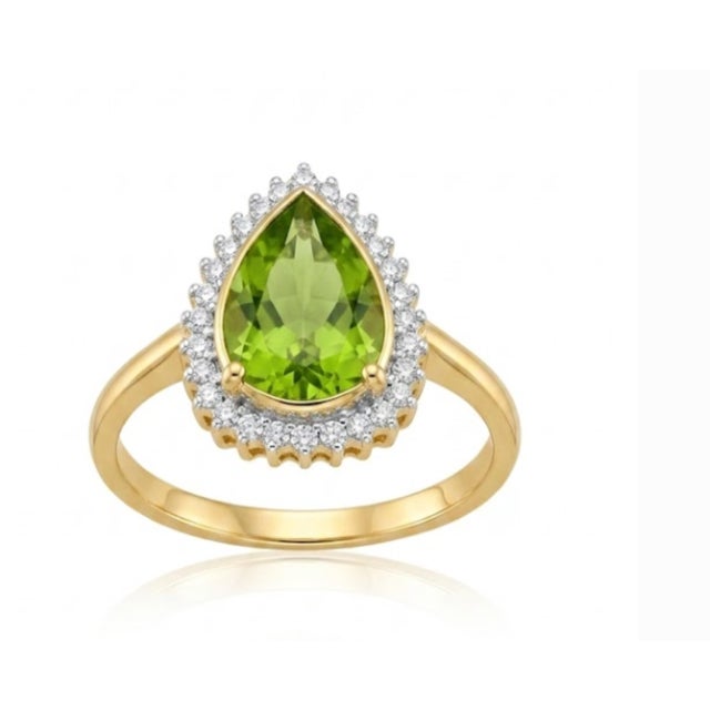 Natural Diamond 0.25cts & Peridot 2.80cts Ring in 18k Gold For Sale In New York - Image 6 of 8