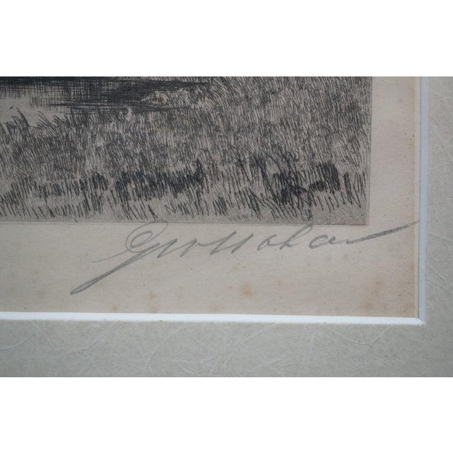 Black Antique George William Bohde Suburban Shanty Cottage Pond Landscape Etching 14" For Sale - Image 8 of 9