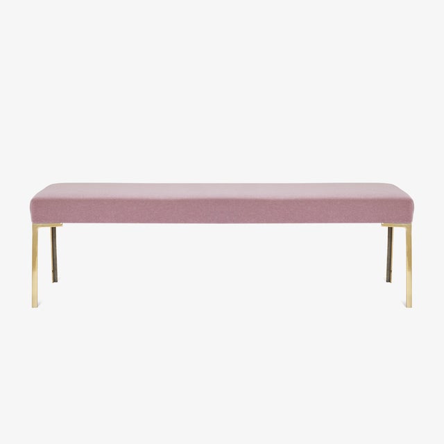 Not Yet Made - Made To Order Astor 60" Brass Bench in Rose Mohair by Montage For Sale - Image 5 of 5