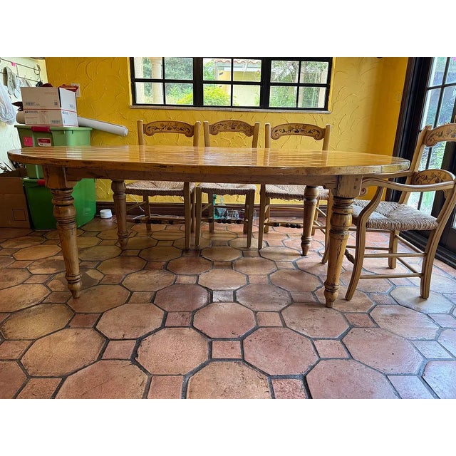 Wood French Country Vintage Style Oval Kitchen Dining Table & 8 Chairs For Sale - Image 7 of 8