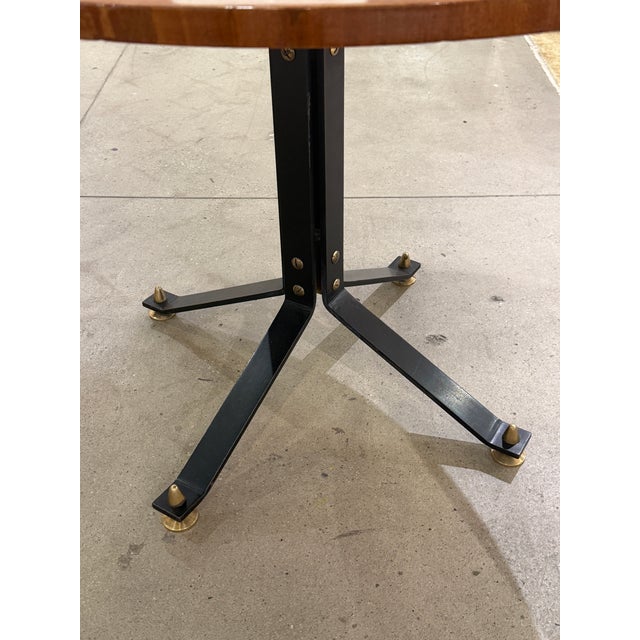 Carlo Ratti Geometric Walnut Round Table With Iron Base, Italy, 1950s For Sale In Los Angeles - Image 6 of 11
