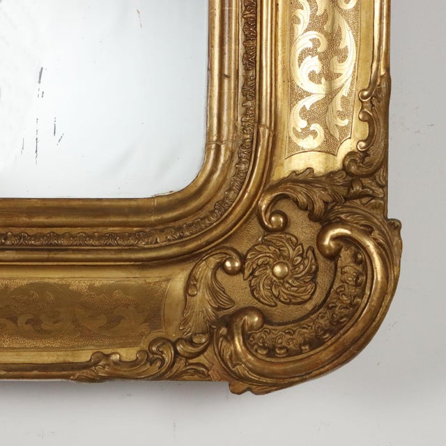 Goldenrod Antique French Mirror in Carved Fir For Sale - Image 8 of 11