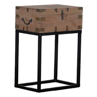 Vintage Anglo-Indian Bleached Teakwood Writing Chest on Iron Legs For Sale