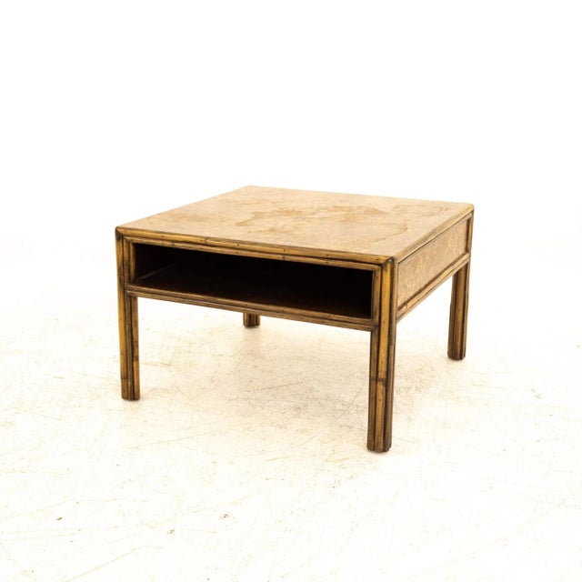 Mid-Century Modern McGuire Mid Century Bamboo & Burled Laminate Side End Table For Sale - Image 3 of 8