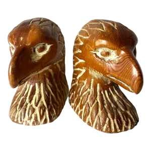 Vintage Sarried Ltd. Carved Eagle Bookends - A Pair