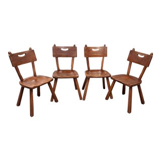 Vintage Cushman Carved Wood Dining Chairs- Set of 4 For Sale