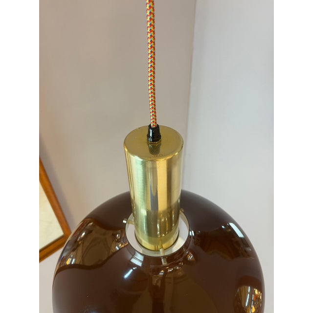 Danish Hanging Lamp with Brown Brass For Sale - Image 9 of 11