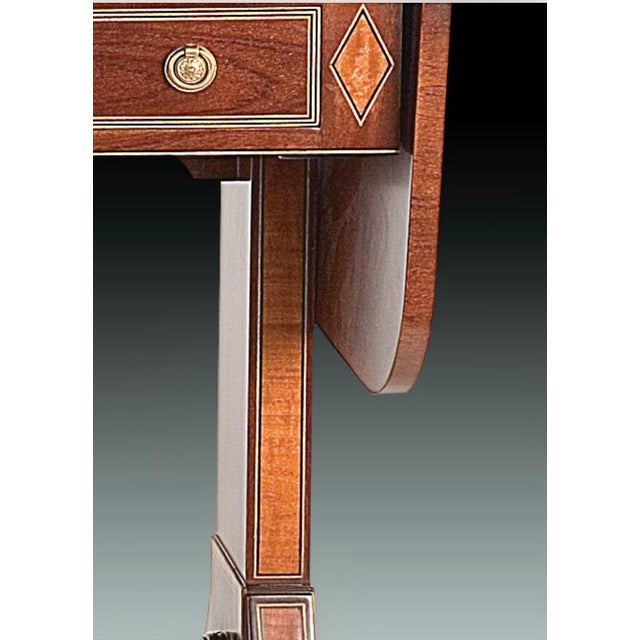 English Alderson Drop-Leaf Writing Table in Mahogany With Rosewood and Satinwood Inlay For Sale - Image 3 of 6