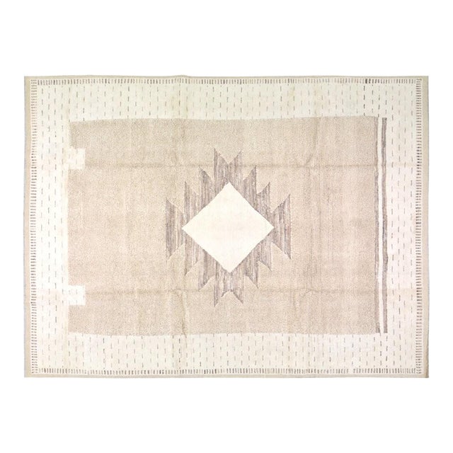 Moroccan Hand Knotted Wool Rug, 9'x12' For Sale