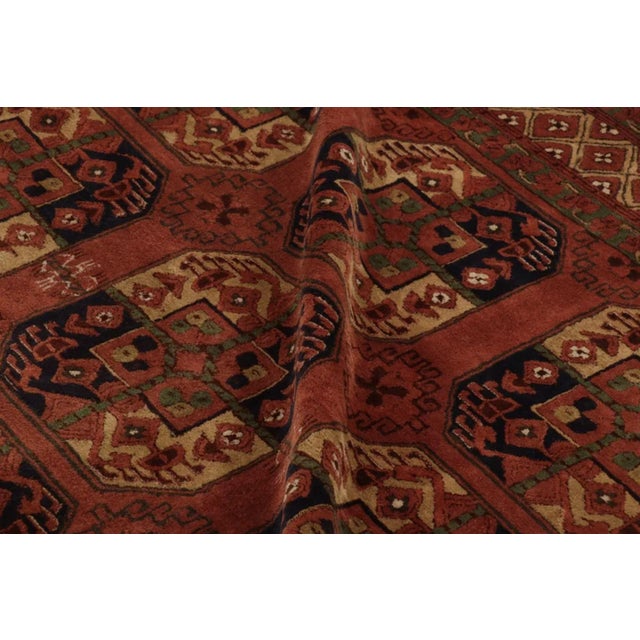 Antique Hooked German Tetex Rug in Terracotta With Gul Design - Rug & Kilim For Sale - Image 10 of 11