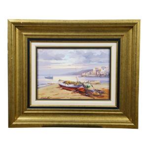 Salvador Caballero 'Costa Brava' Coastal Landscape Seascape Harbor Painting 22"