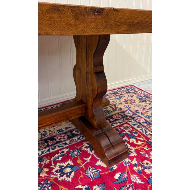 Antique French Country Farm Dining Table Farmhouse Trestle Base Oak c.1890s For Sale - Image 16 of 18